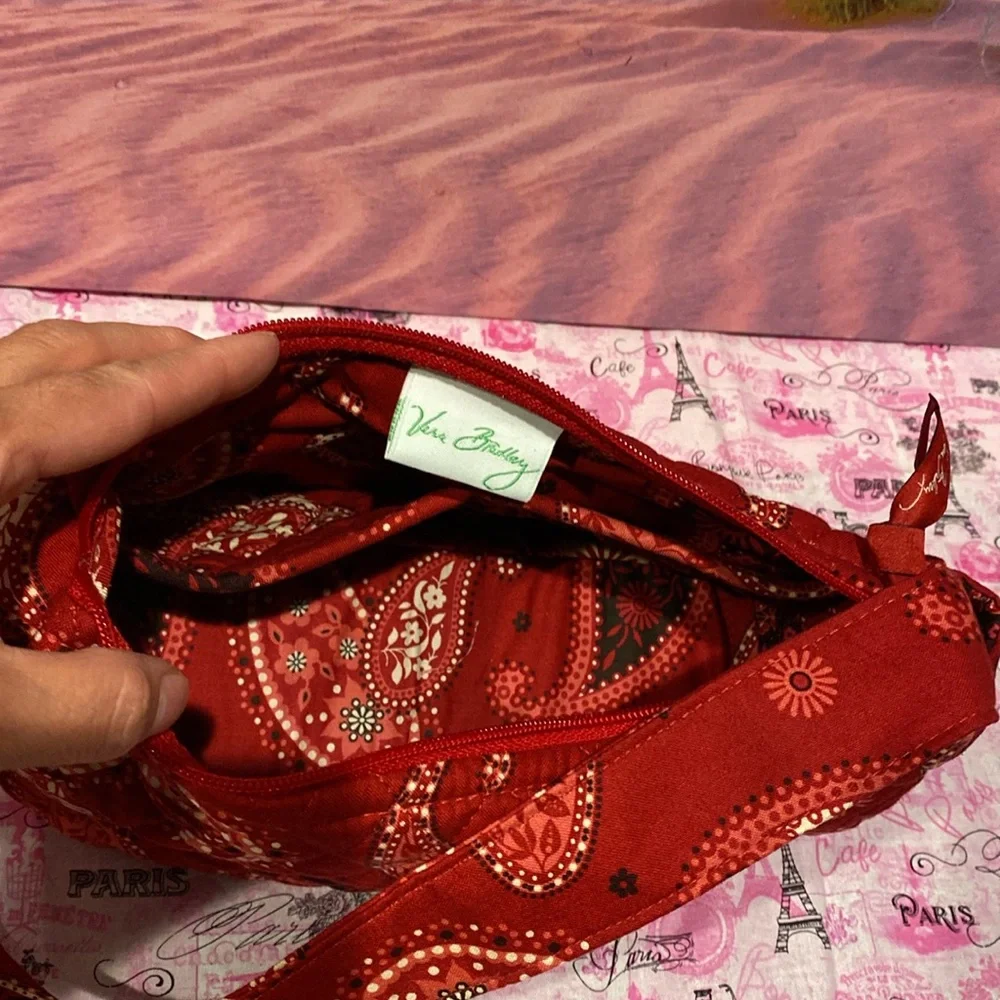 Two items Vera Bradley deep red Parsley shoulder bag.